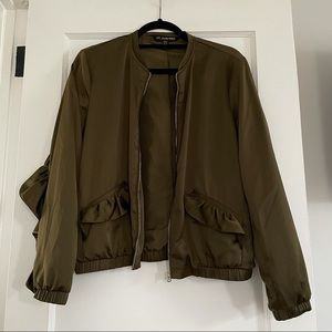Zara Satin Green Bomber Jacket